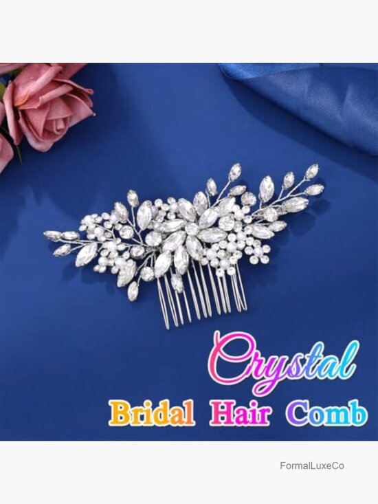 Crystal Wedding Hair Comb Rhinestone Pearl Hair Piece for Brides main image 5